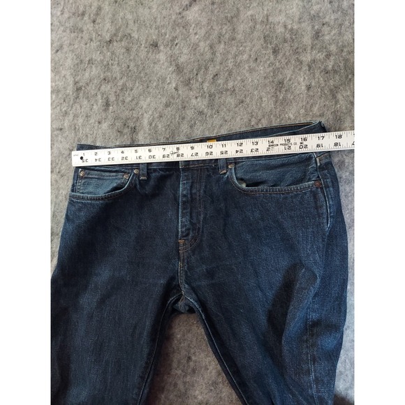 J Crew Jeans Mens 34x32 Blue 484 Slim Dark Wash Straight Leg Denim Preppy - Picture 6 of 8